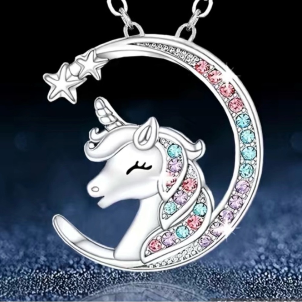 Unicorn Crescent Moon Star with Sparkling colored rhinestones